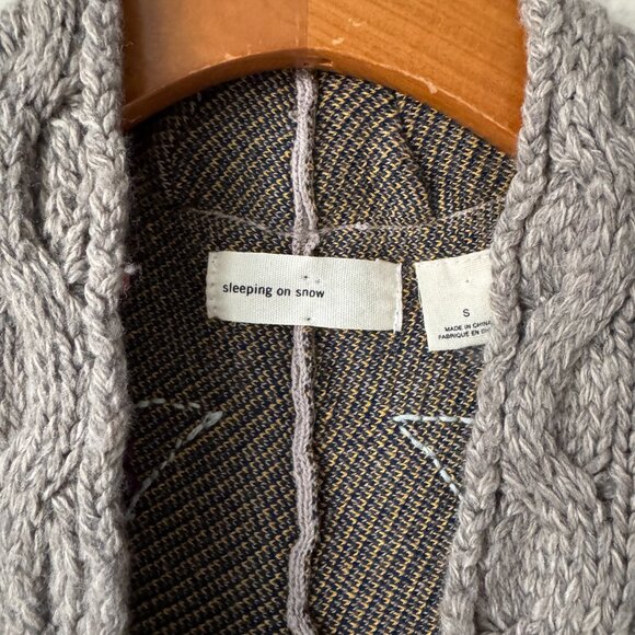 Sleeping On Snow Sm Folklore Embroidered Cardigan Sweater Grey Open Front Boho - Picture 13 of 16